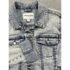 FRAYED Jeans  Denim Jacket Women's Medium Stone/Acid Wash‎ Light Blue Classic